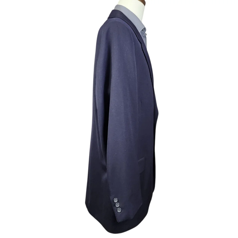 VTG Evan Picone Mens Size 46L Navy Blue  Two Button All Wool Blazer